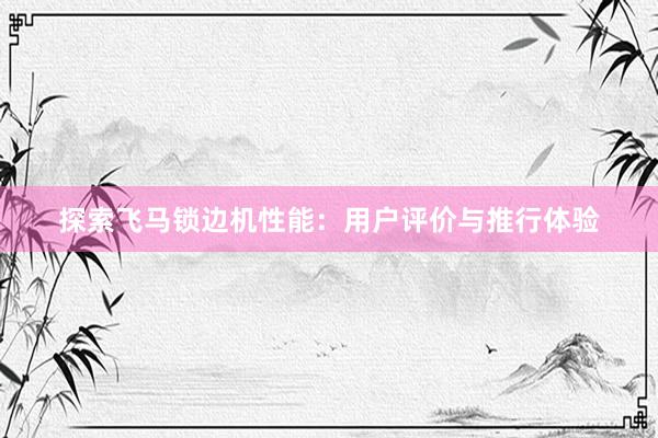 探索飞马锁边机性能：用户评价与推行体验